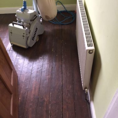 Pine floor sanded stained and sealed York
