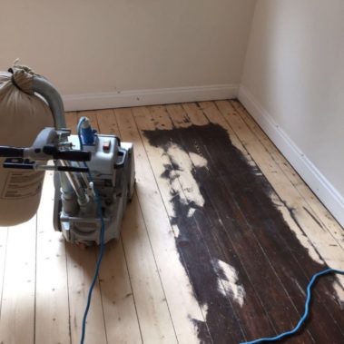 Pine floor sanded stained and sealed York