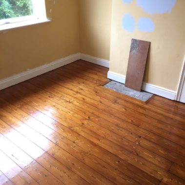 Pine floor sanded stained and sealed York