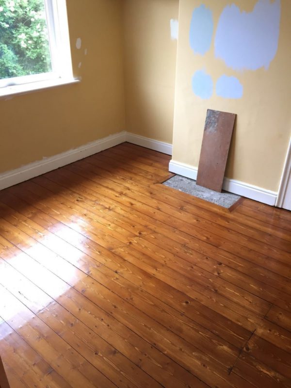 Pine floor sanded stained and sealed York