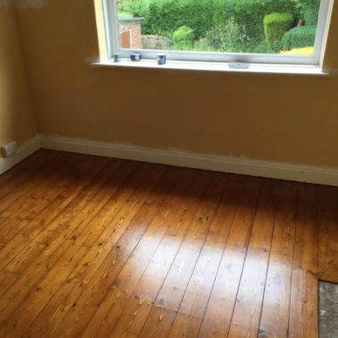 Pine floor sanded stained and sealed York