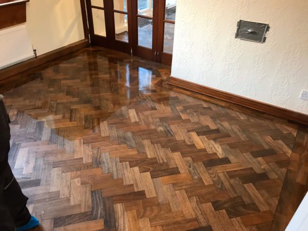Solid Teak Parquet Restored Wakefield